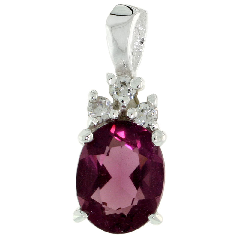 STERLING SILVER OVAL-SHAPED JUNE BIRTHSTONE CZ PENDANT, W/ 9X7MM OVAL CUT ALEXANDRITE-COLORED STONE & BRILLIANT CUT CLEAR STONES, W/ 18" THIN BOX CHAIN