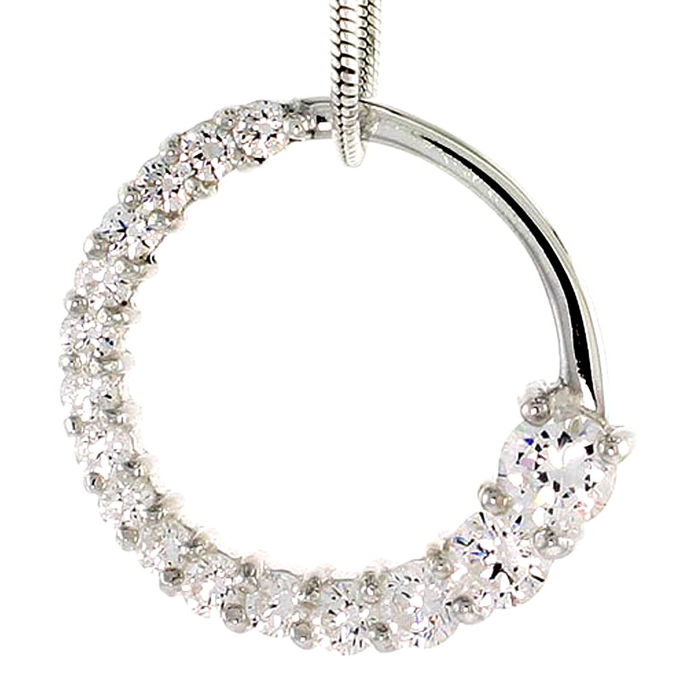 STERLING SILVER GRADUATED JOURNEY PENDANT W/ 16 HIGH QUALITY CZ STONES, 3/4" (19 MM) TALL