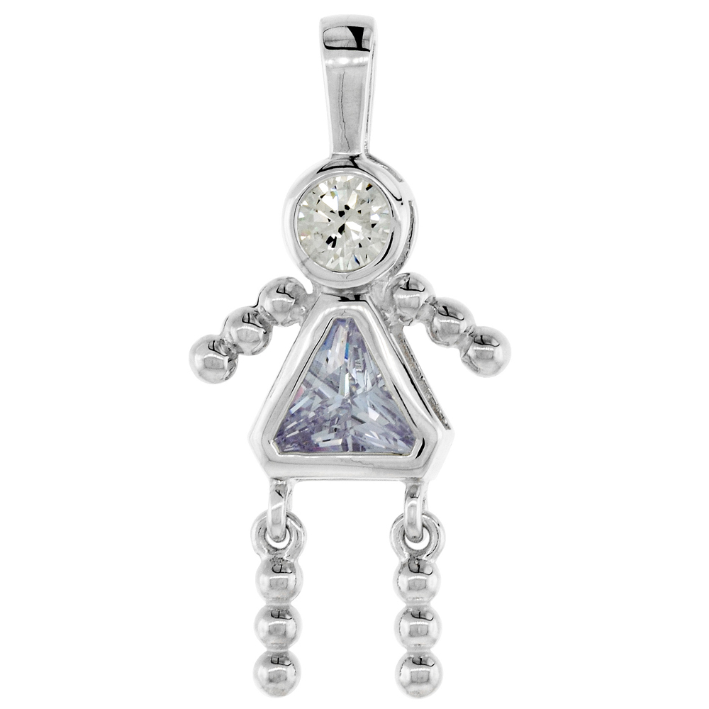 STERLING SILVER BIRTHSTONE CHARM JUNE BABY BRAT GIRL ALEXANDRITE COLOR CUBIC ZIRCONIA