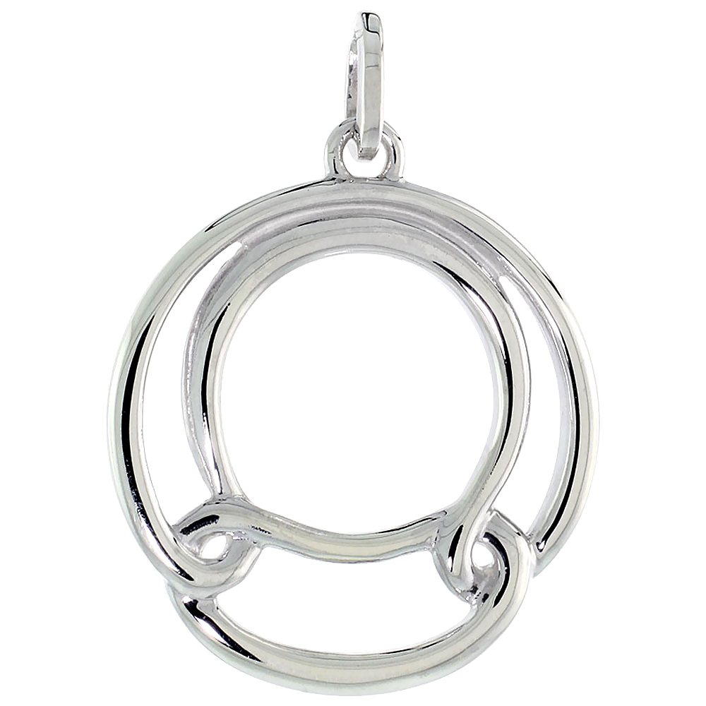 STERLING SILVER ROUND KNOT PENDANT, 15/16 INCH WIDE