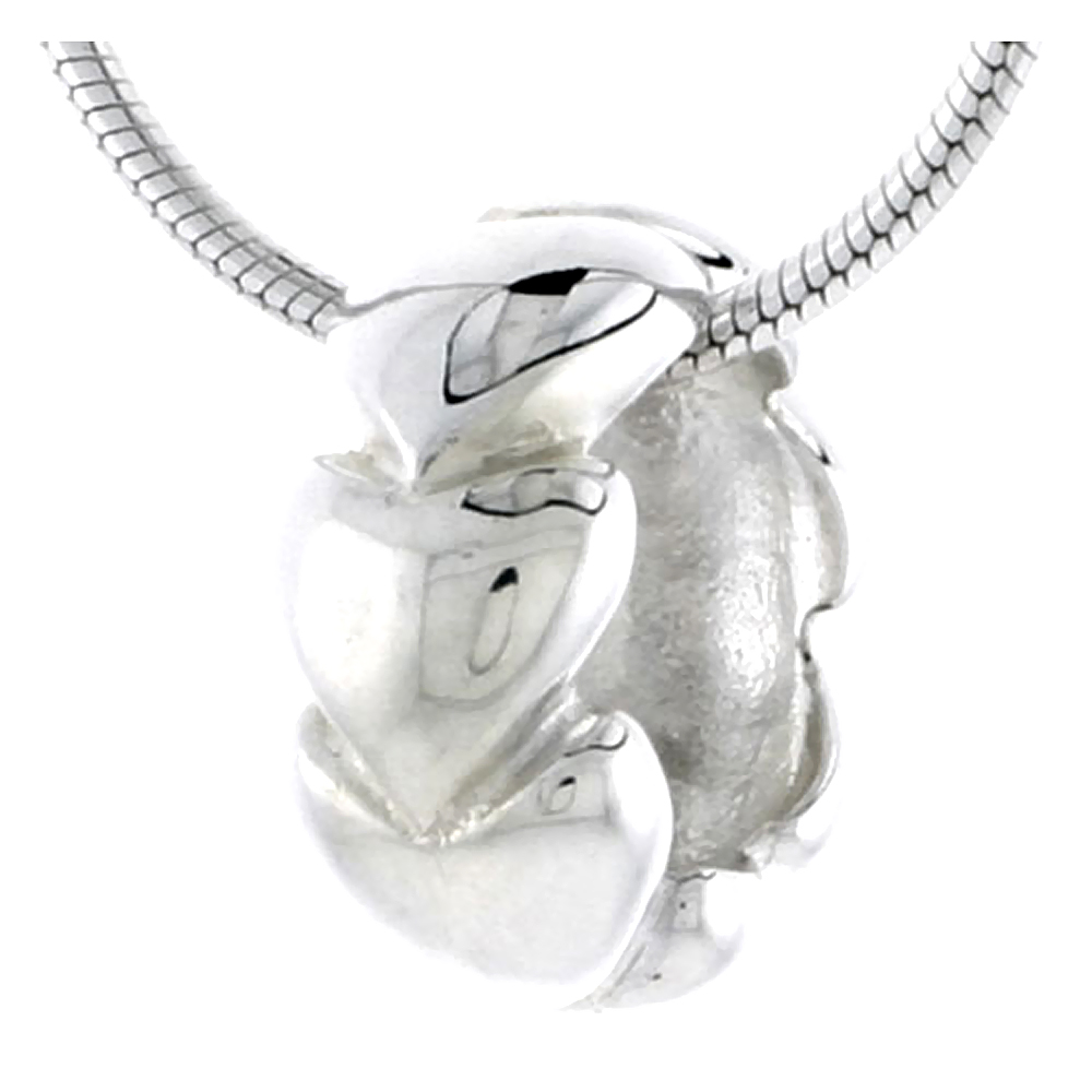 HIGH POLISHED STERLING SILVER 1/2" (13 MM) TALL ROUND PENDANT SLIDE W/ INFINITE HEARTS, W/ 18" THIN BOX CHAIN