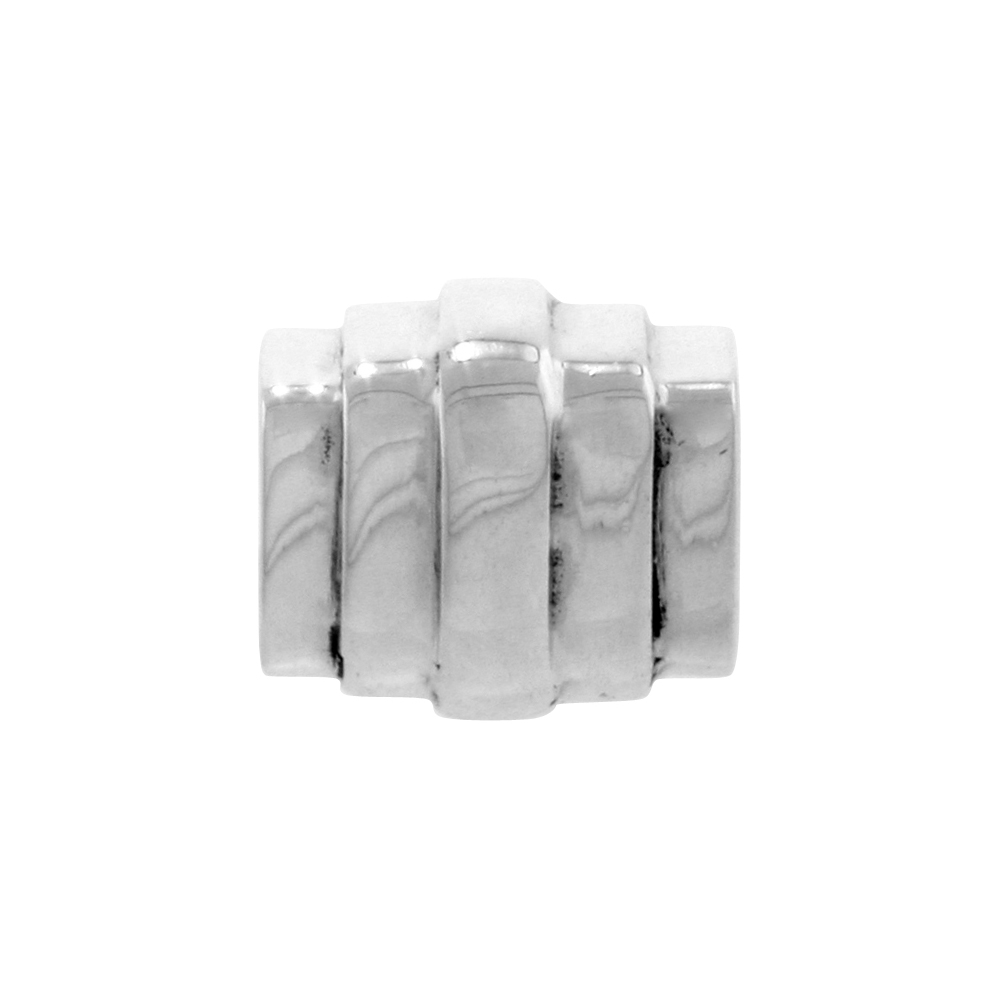 STERLING SILVER STACKED BLOCKS CHARM BEAD FOR CHARM BRACELETS FITS 3MM SNAKE CHAIN BRACELETS OXIDIZED FINISH