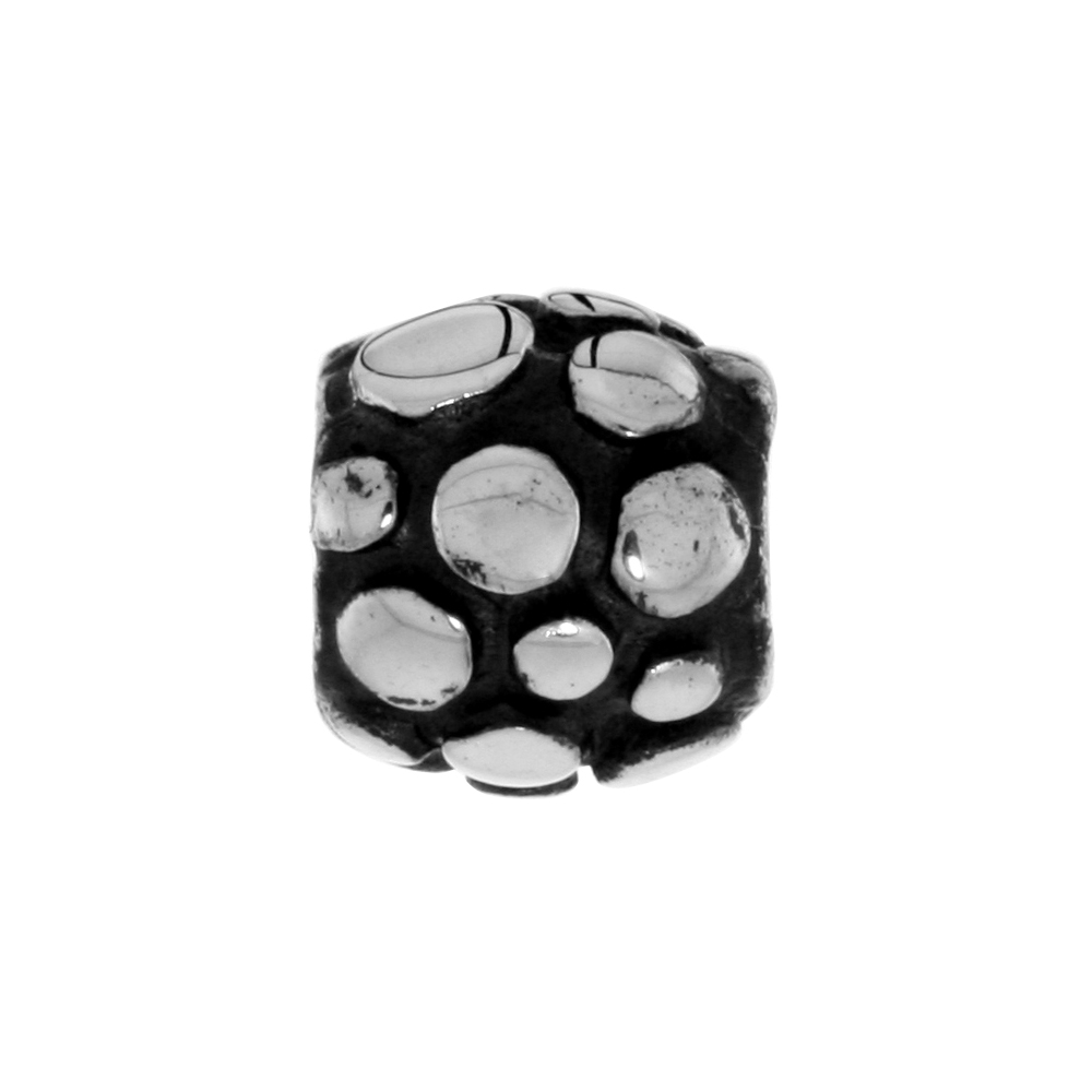 STERLING SILVER TINY BUBBLES CHARM BEAD FOR CHARM BRACELETS FITS 3MM SNAKE CHAIN BRACELETS OXIDIZED FINISH