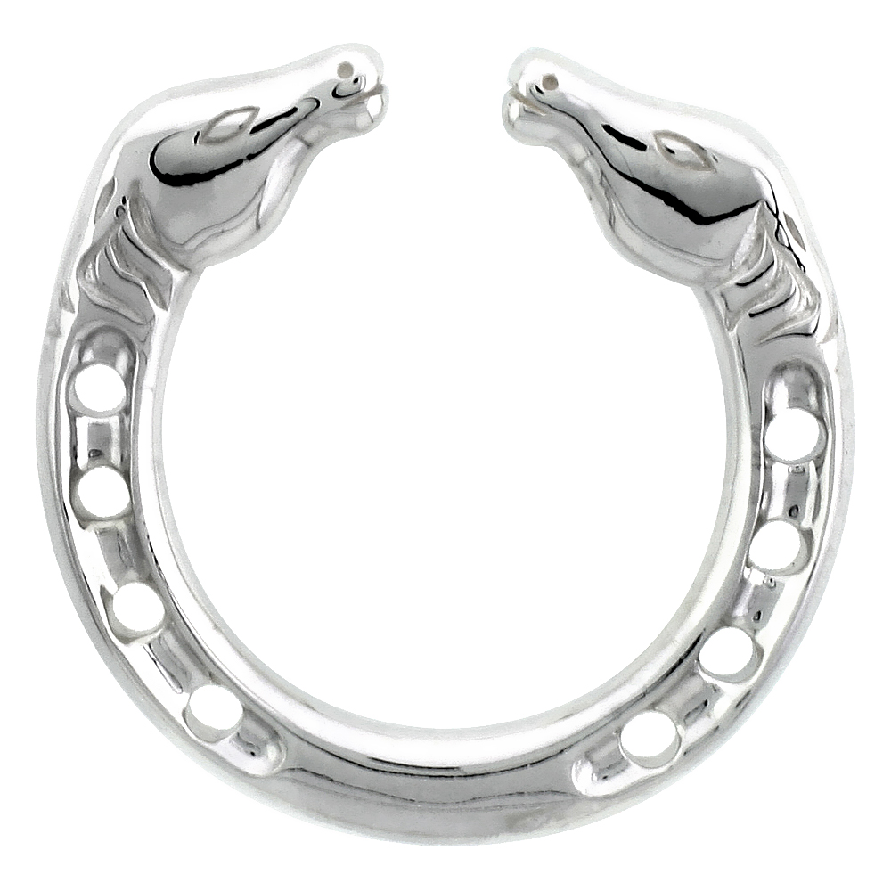 STERLING SILVER HORSESHOE PENDANT FLAWLESS POLISHED FINISH 1 1/8 INCH TALL