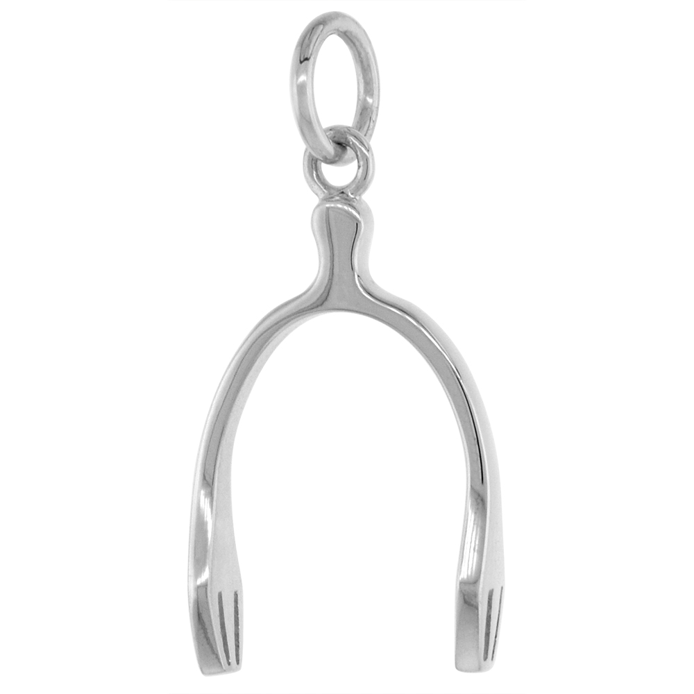 STERLING SILVER TOM THUMB ENGLISH SPURS PENDANT FOR WOMEN FLAWLESS HIGH POLISH FINISH 1/2 INCH TALL