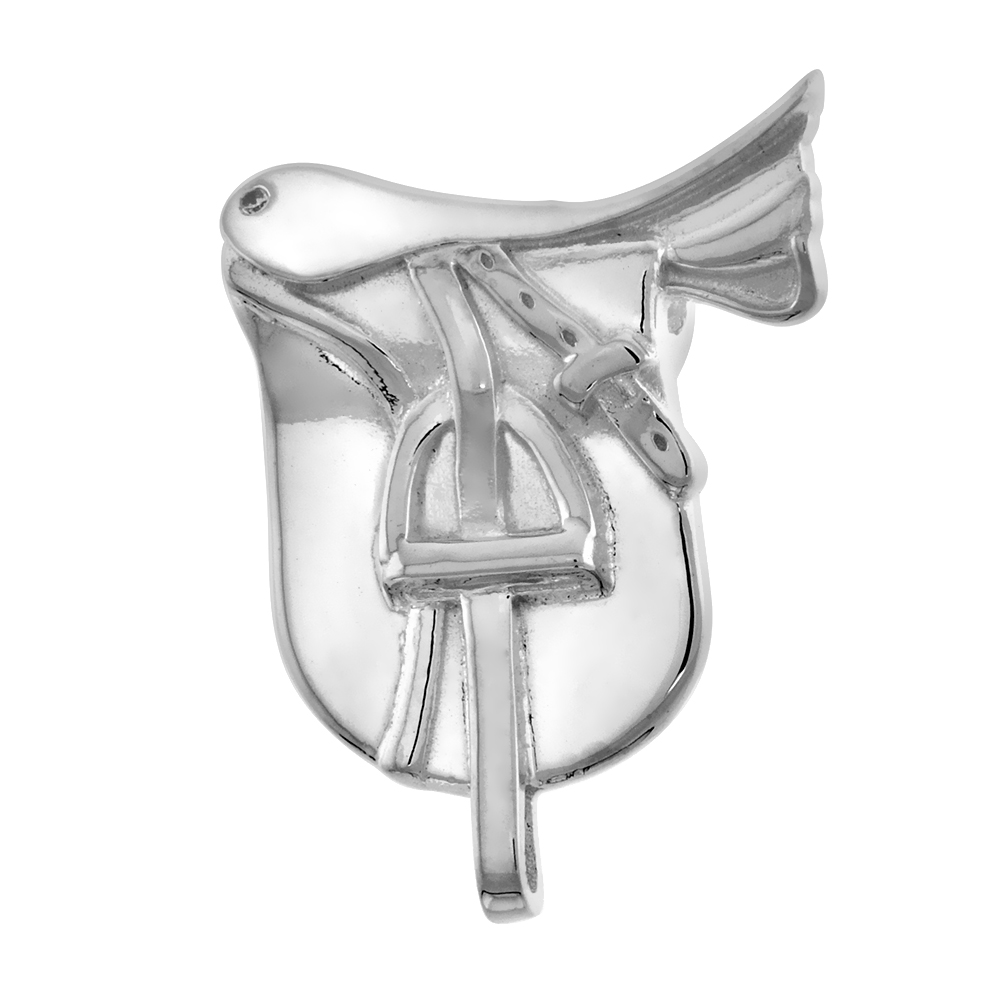 STERLING SILVER HORSE SADDLE PENDANT FOR WOMEN & MEN FLAWLESS POLISHED FINISH 1 INCH