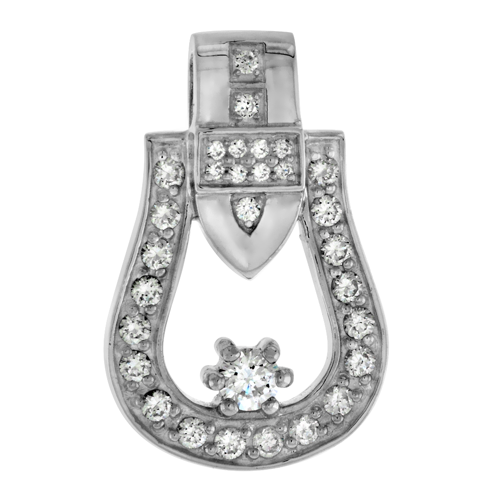 STERLING SILVER SADDLE BUCKLE PENDANT FOR WOMEN & MEN SOLID BACK FLAWLESS POLISHED FINISH 1 INCH