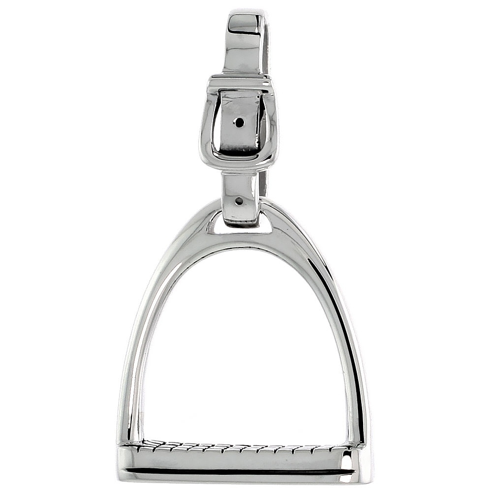 Sterling Silver Stirrup Pendant High Quality Flawless finish, 1 5/8 inch tall