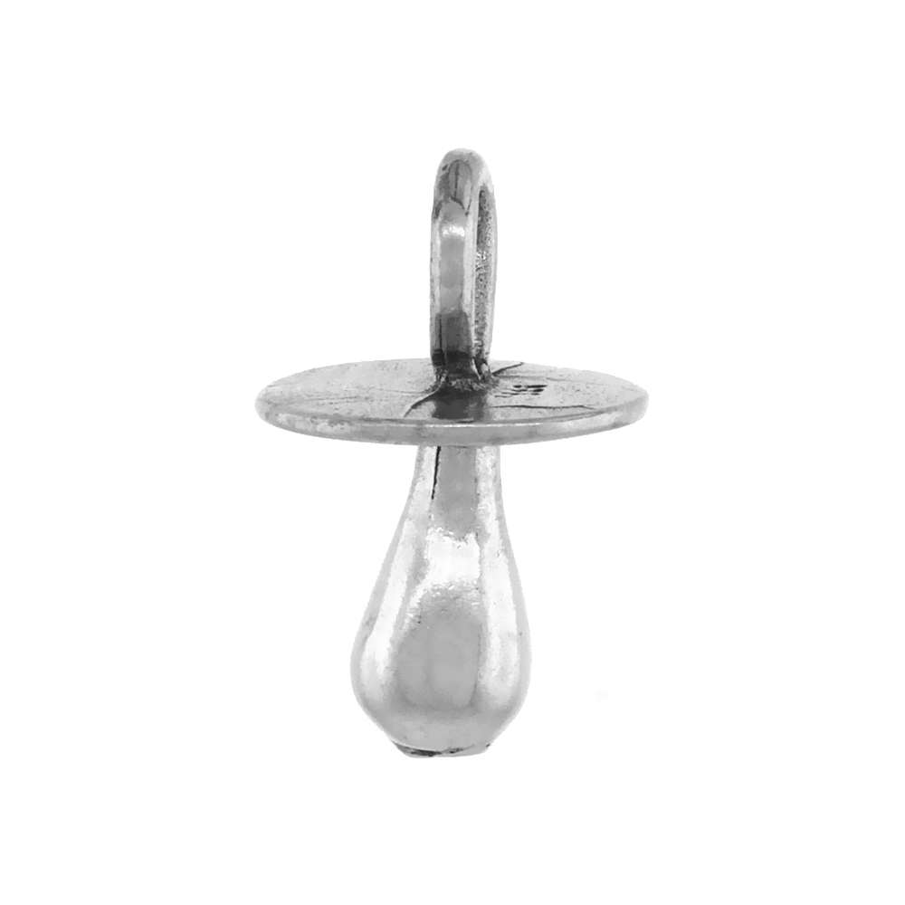 STERLING SILVER PACIFIER NECKLACE ANTIQUED FINISH 3/8 INCH, 16 - 30 INCH 0.8MM BOX CHAIN