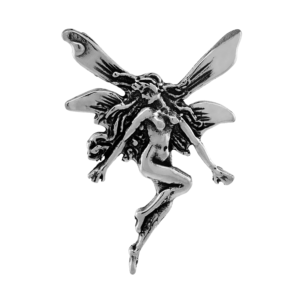 Sterling Silver Fairy Necklace Antiqued finish 1 inch, 16 - 30 inch 1 mm Box Chain