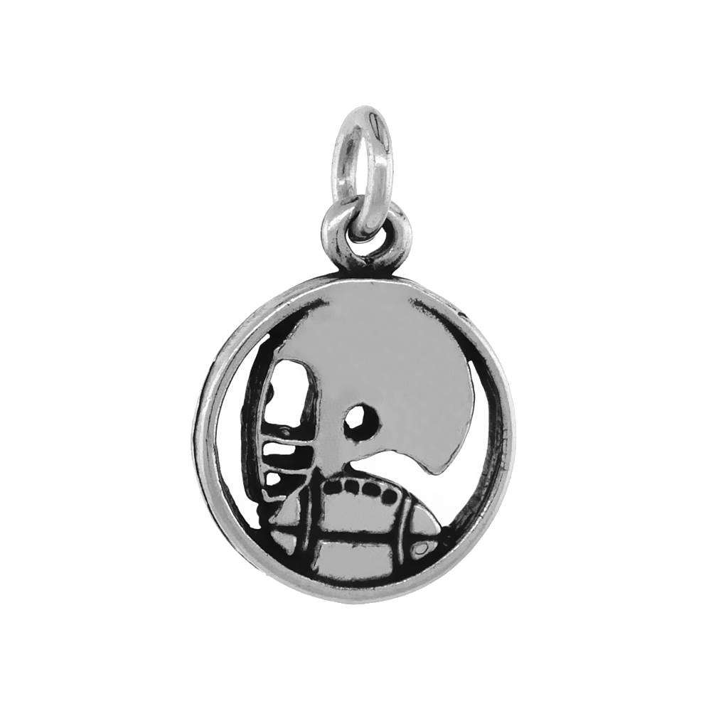 STERLING SILVER FOOTBALL PENDANT ANTIQUED FINISH 3/4 INCH