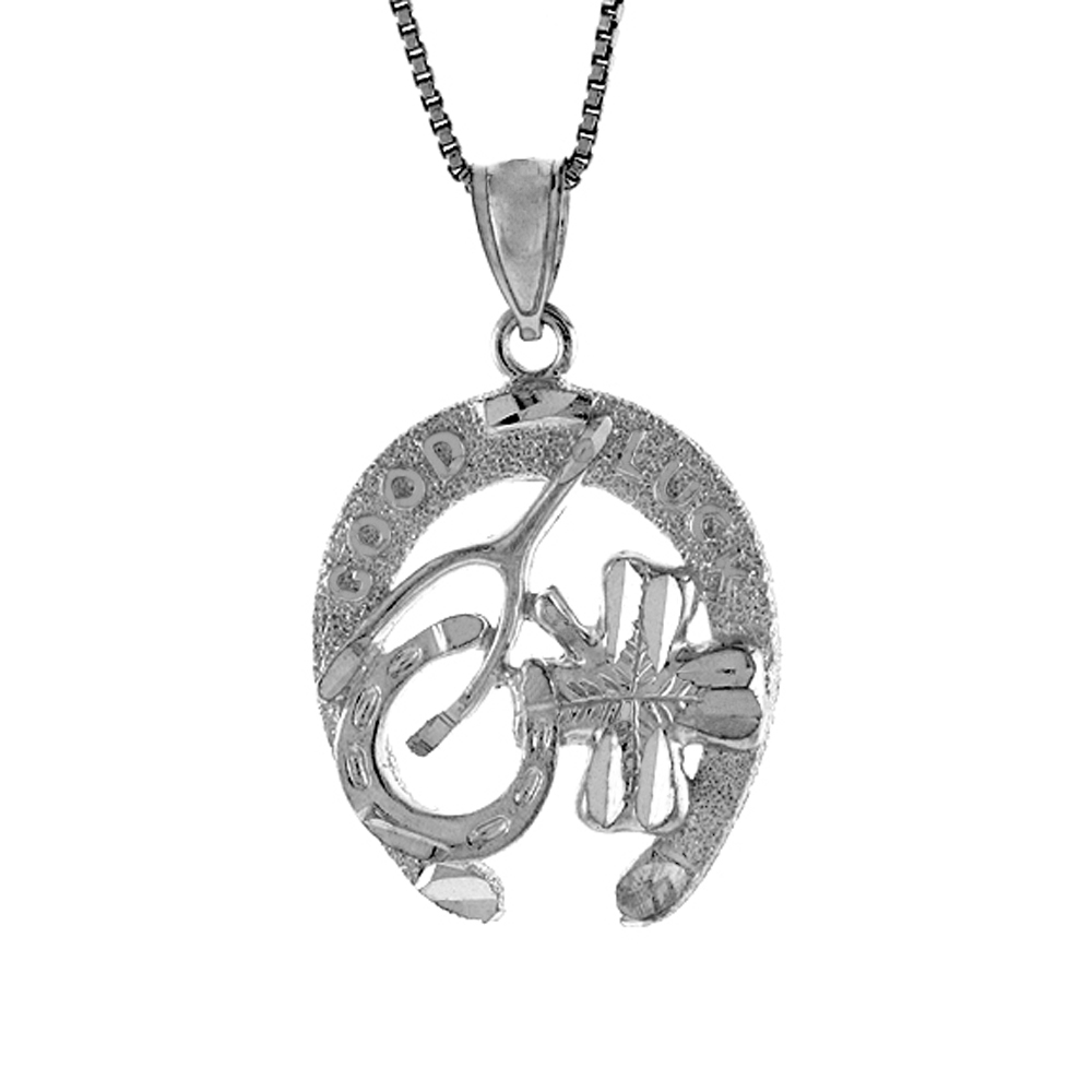 1 INCH STERLING SILVER CELTIC LUCKY CHARM PENDANT FOR MEN DIAMOND CUT FINISH