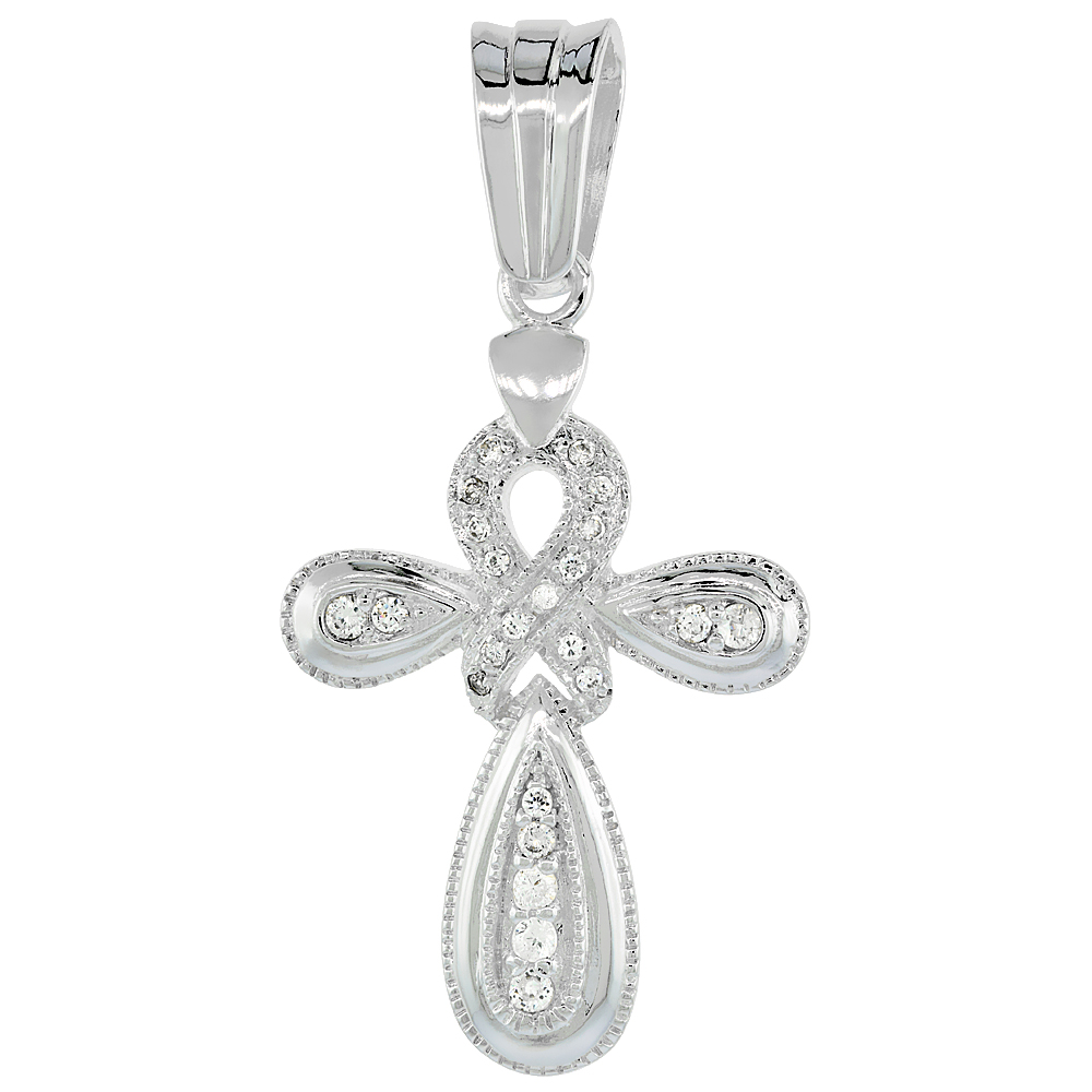 1 3/4 INCH STERLING SILVER CUBIC ZIRCONIA ICED OUT EVERLASTING CROSS PENDANT FOR MEN HIP HOP BLING JEWELRY