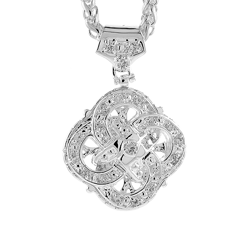 1 1/2 INCH STERLING SILVER CUBIC ZIRCONIA ICED OUT CELTIC CROSS KNOT PENDANT FOR MEN HIP HOP BLING JEWELRY