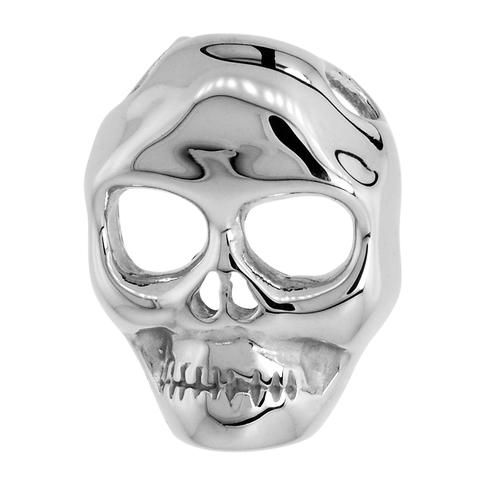 Sterling Silver Skull Mask Pendant Rhodium Finished Small 11/16 inch