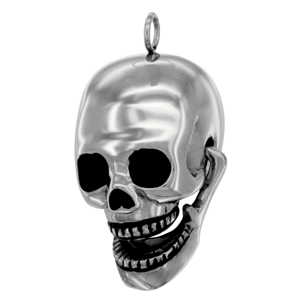 High Quality Stainless Steel Movable Skull Pendant, 1 3/16 inch long