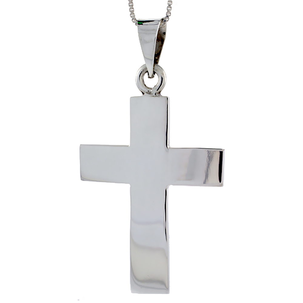 STERLING SILVER CROSS PENDANT HIGHLY POLISHED HANDMADE, 2 INCH