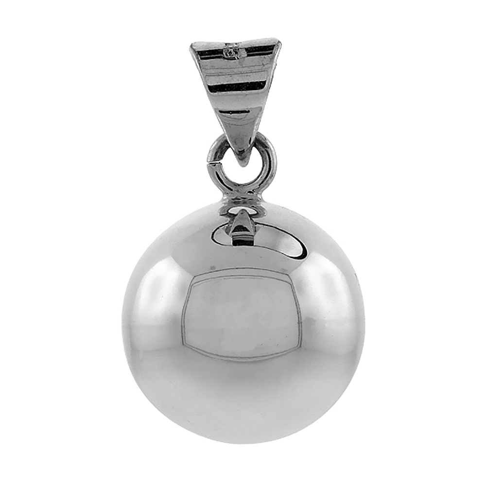 STERLING SILVER HARMONY BALL PENDANT 7/8 INCH ROUND 22MM HIGH POLISHED HANDMADE