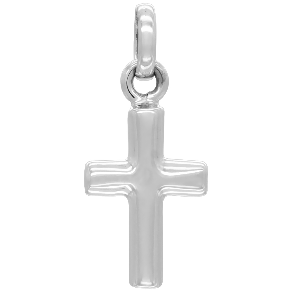 Sterling Silver Plain Cross Pendant Tubular Solid Heavy 5mm Thick Tubular Handmade for Men 1 3/16 inch , NO Chain Included