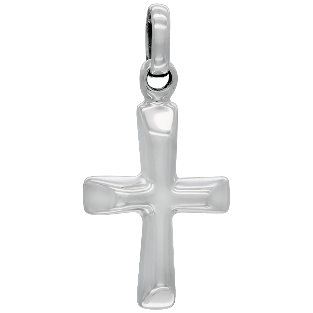 Sterling Silver Plain Cross Pendant Solid Back Handmade for Men 1 5/16 inch , NO Chain Included
