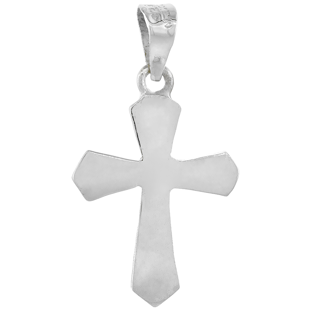 STERLING SILVER FUSILLY CROSS PENDANT HANDMADE 1 5/16 INCH TALL, NO CHAIN INCLUDED