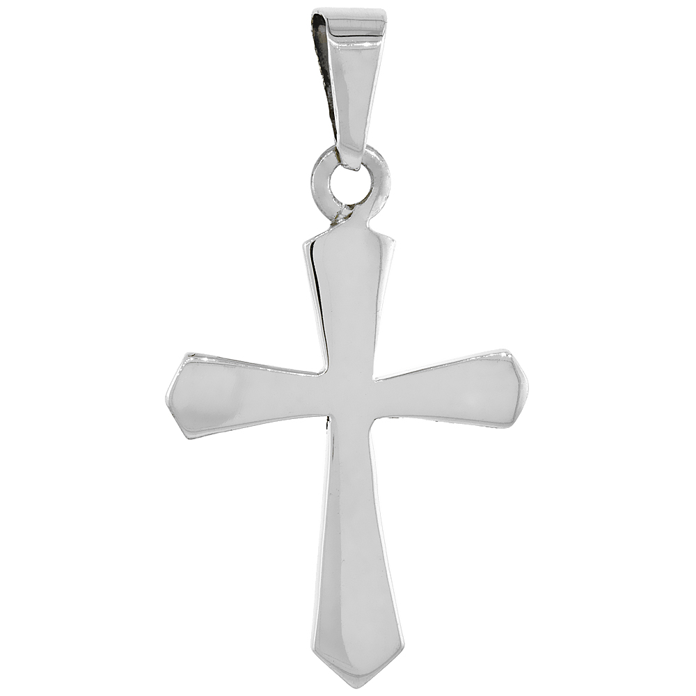 STERLING SILVER FUSILLY CROSS PENDANT HANDMADE 1 7/16 INCH TALL, NO CHAIN INCLUDED