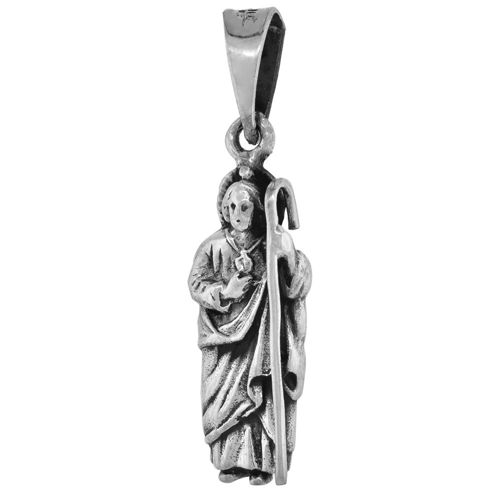 Sterling Silver St Jude Thaddaeus Pendant 2 5/16 inch tall
