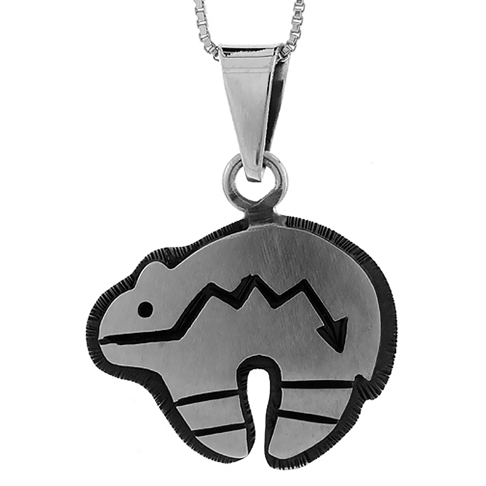 STERLING SILVER BEAR PENDANT HANDMADE, 1 1/16 INCH LONG