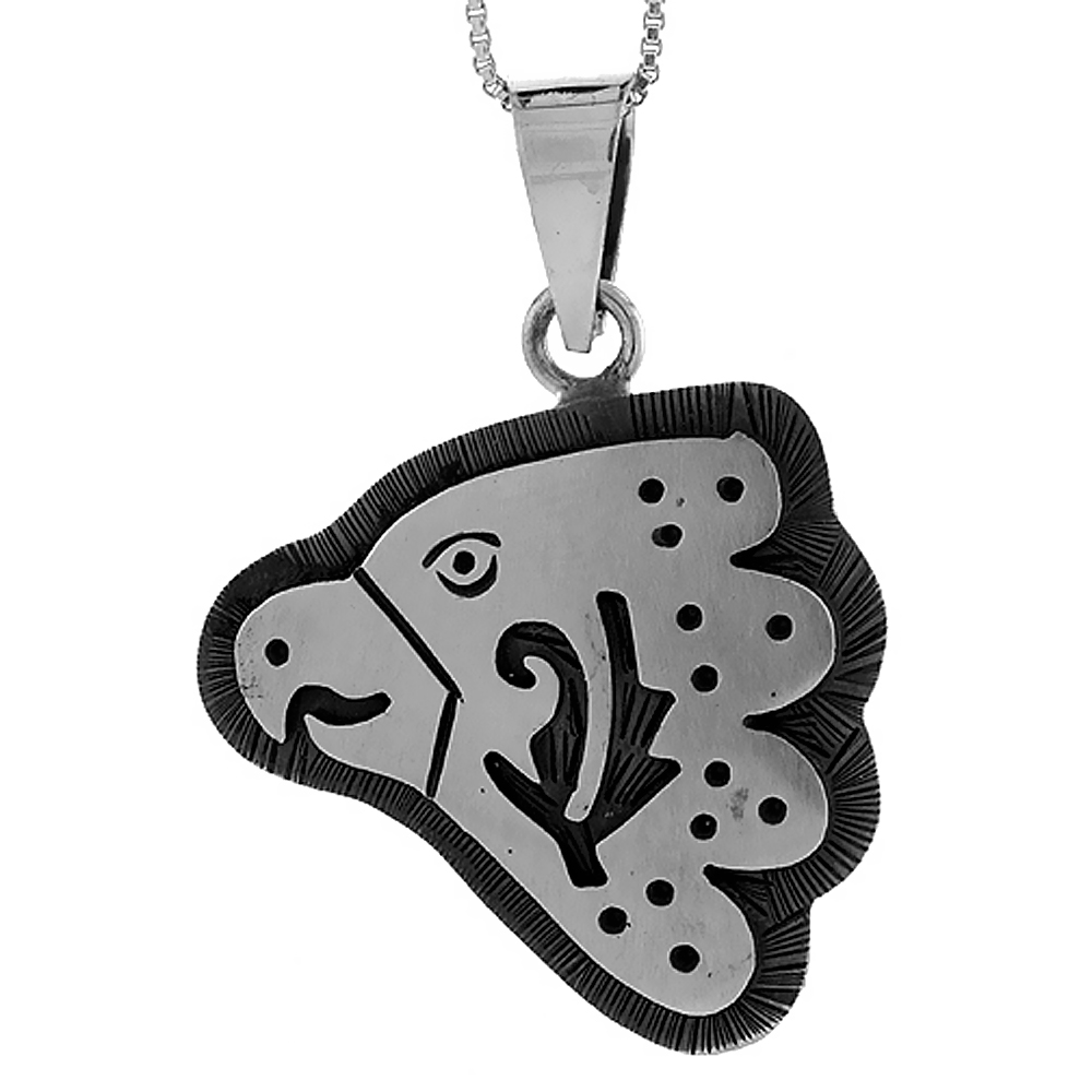STERLING SILVER EAGLE PENDANT HANDMADE, 1 1/4 INCH LONG