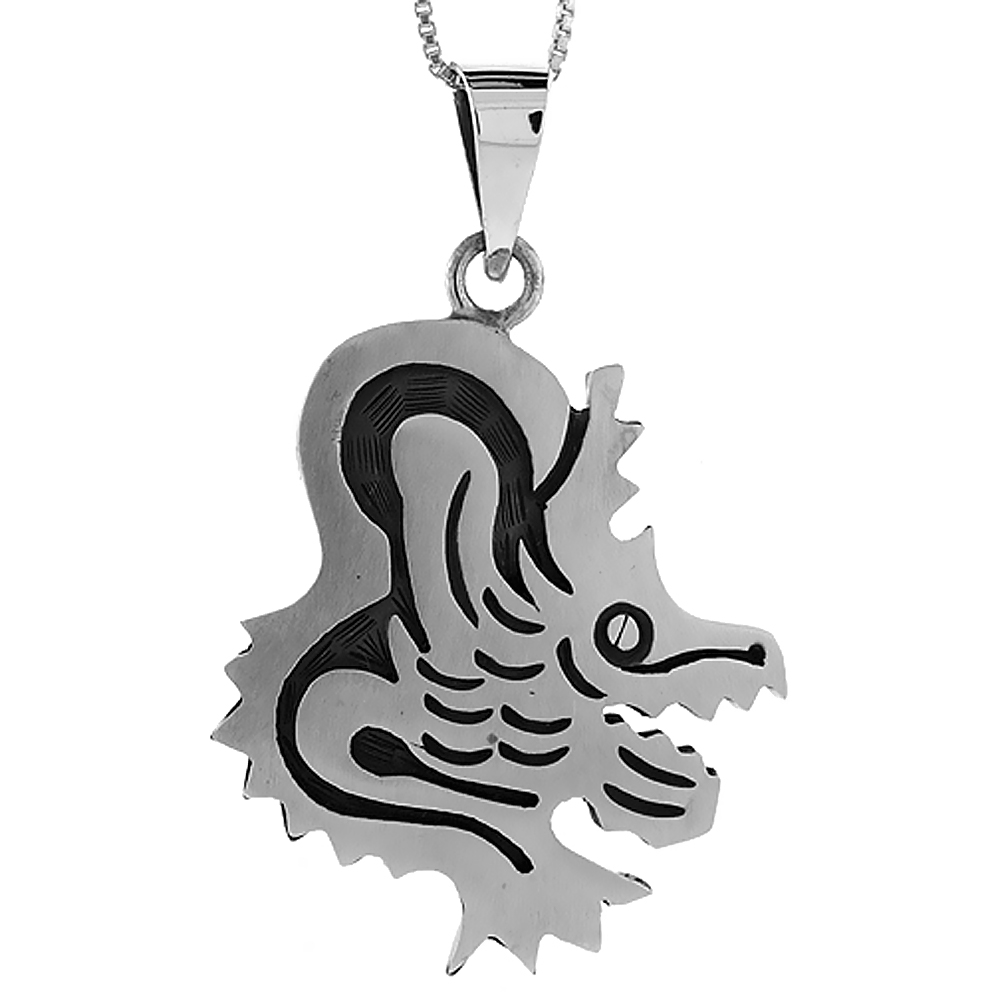 STERLING SILVER COYOTE PENDANT HANDMADE, 1 1/2 INCH LONG