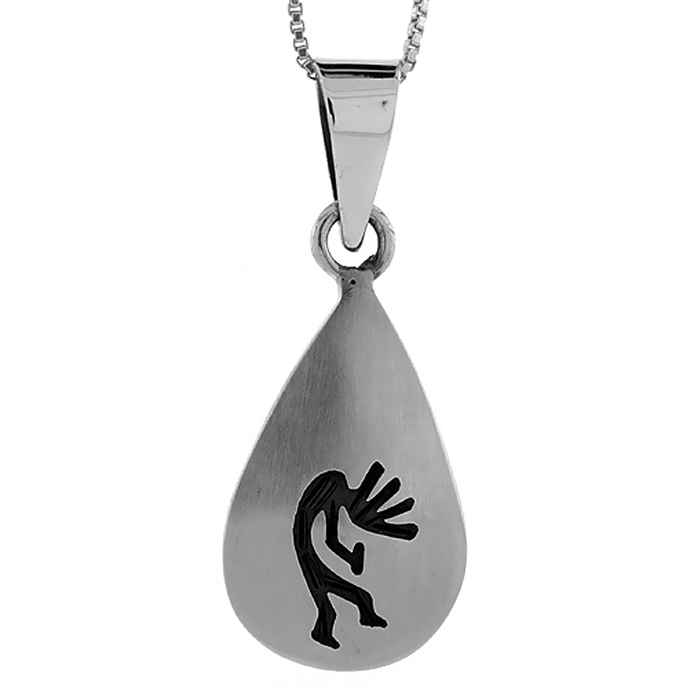 STERLING SILVER KOKOPELLI PENDANT HANDMADE, 1 1/8 INCH LONG
