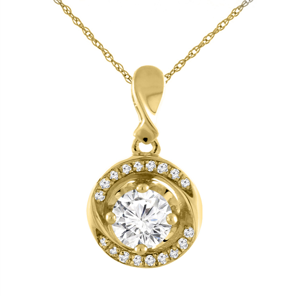 14K Yellow Gold 0.8 cttw Genuine Diamond Necklace Round 4.2 mm