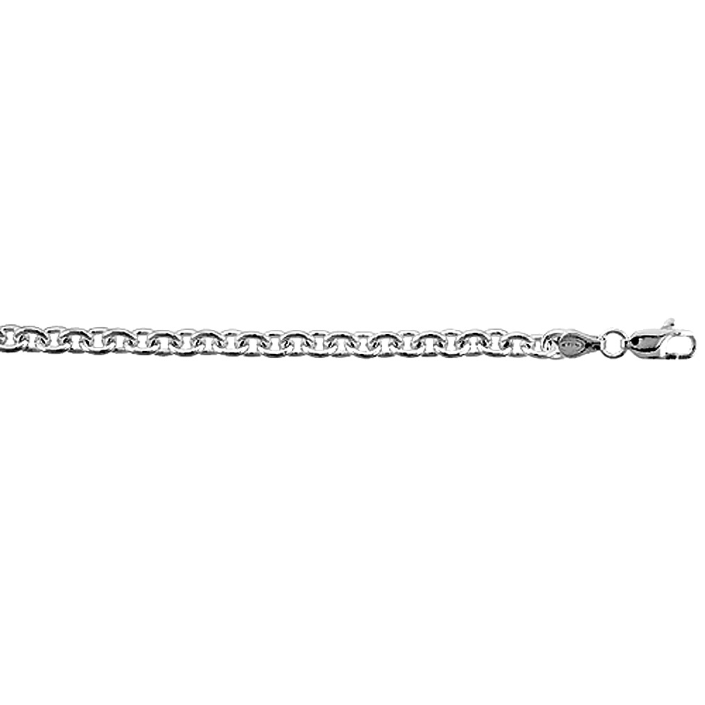 Sterling Silver Cable Link Chain Necklaces & Bracelets 4.6mm Nickel Free Italy, sizes 7 - 30 inches