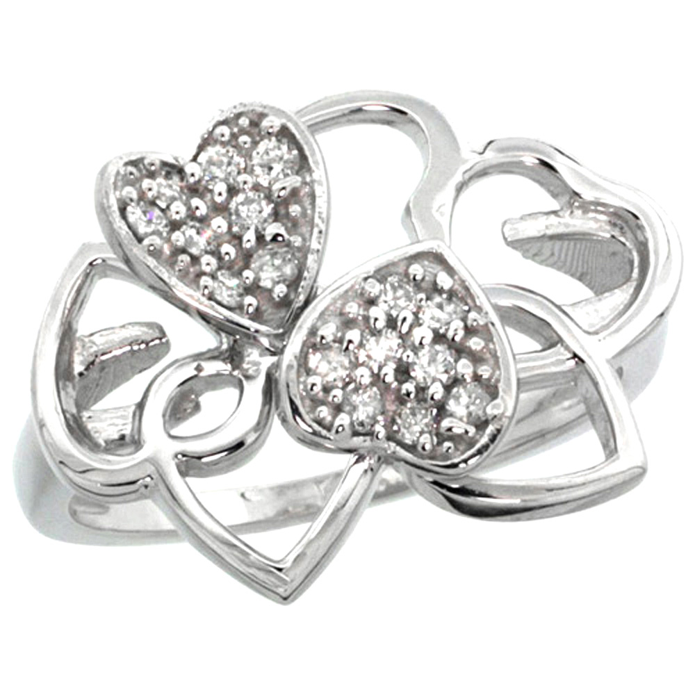 10K Gold Twin Hearts Diamond Ring, sizes 5 - 10