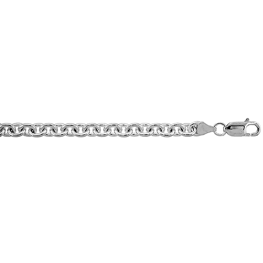 Sterling Silver Cable Link Chain Necklaces & Bracelets 6.8mm Nickel Free Italy, Sizes 7 - 30 inch