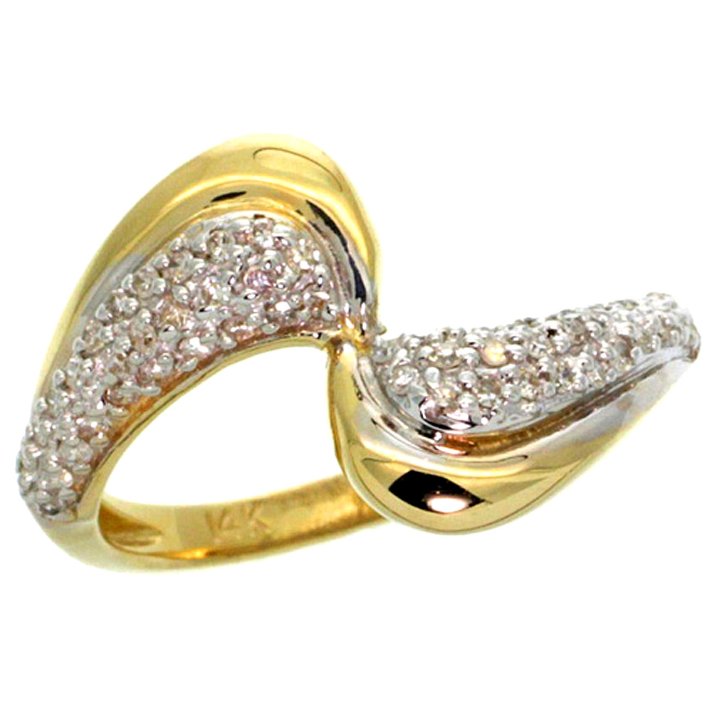 10K YELLOW GOLD WAVE DIAMOND RING 0.30 CTTW, 1/2 INCH WIDE