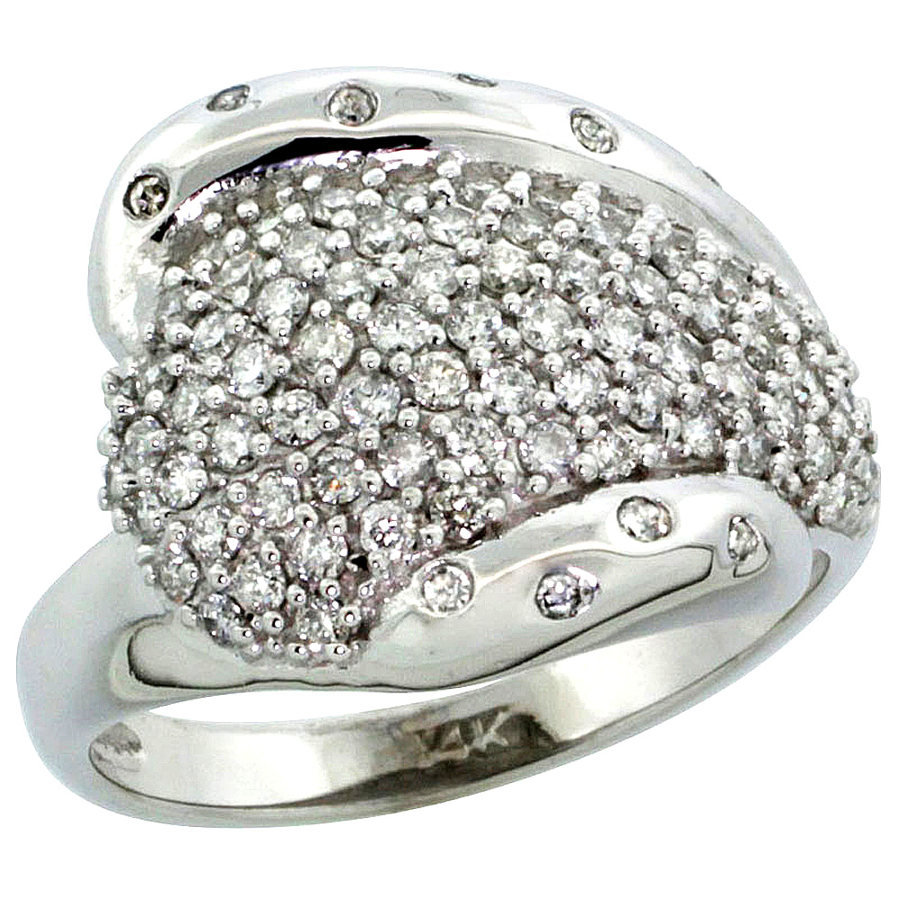 14k White Gold Dome Diamond Ring w/ 0.36 Carat Brilliant Cut ( H-I Color; SI1 Clarity ) Diamonds, 5/8 in. (16mm) wide
