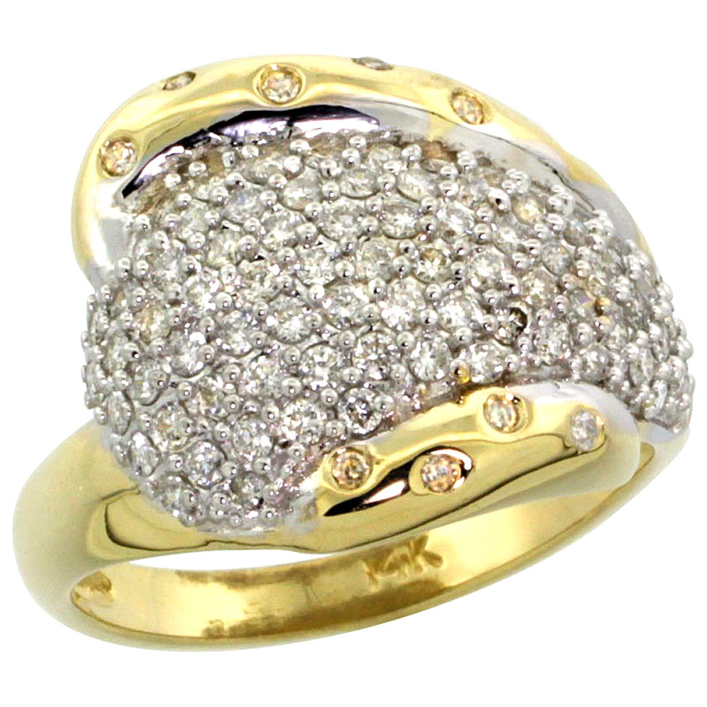 14k Gold Dome Diamond Ring w/ 0.36 Carat Brilliant Cut ( H-I Color; SI1 Clarity ) Diamonds, 5/8 in. (16mm) wide