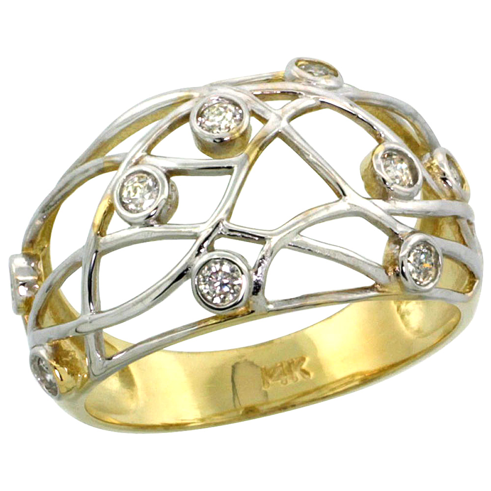 14k Gold Wire Dome Diamond Ring w/ 0.32 Carat Brilliant Cut ( H-I Color; SI1 Clarity ) Diamonds, 1/2 in. (12.5mm) wide