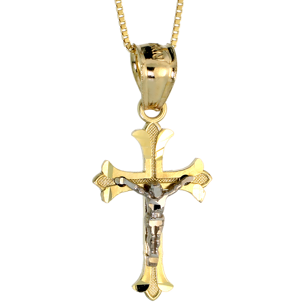 10k Gold Cross Fleury Necklace 3/4 high, 18 inch