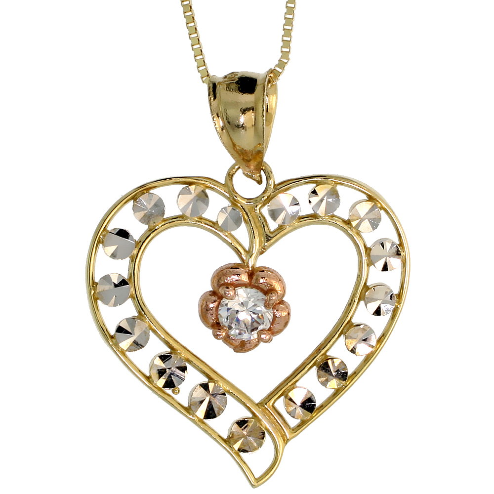 10k Gold Heart Cut Out Necklace 3/4 high, 18 inch