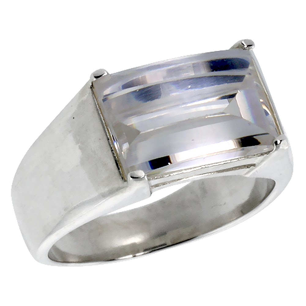 MENS STERLING SILVER CUBIC ZIRCONIA RING FOR WOMEN CABOCHON STONE SIZES 8 TO 13