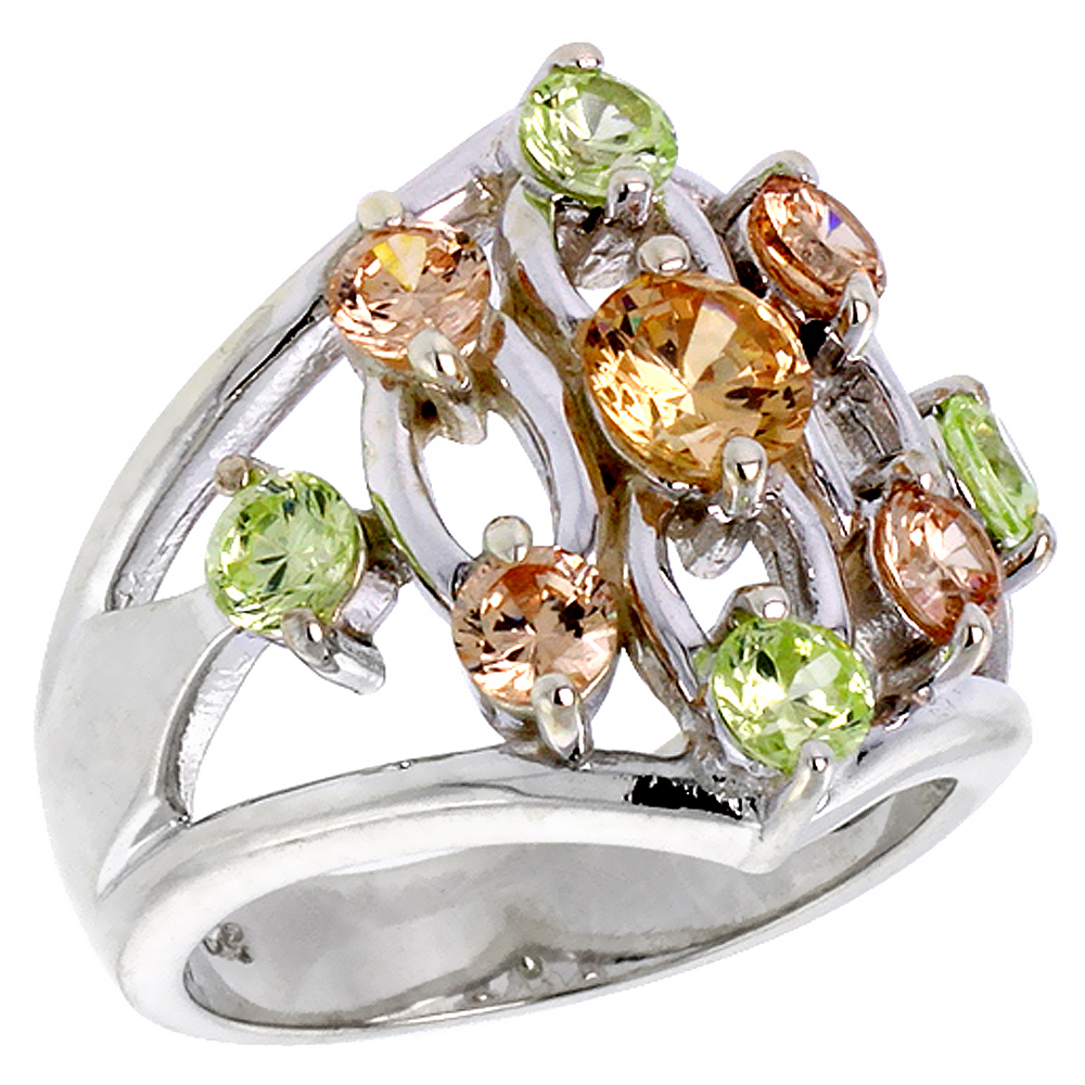 STERLING SILVER LADIES RIGHT HAND RING FOR WOMEN 3/4 INCH SIZES 6 - 10