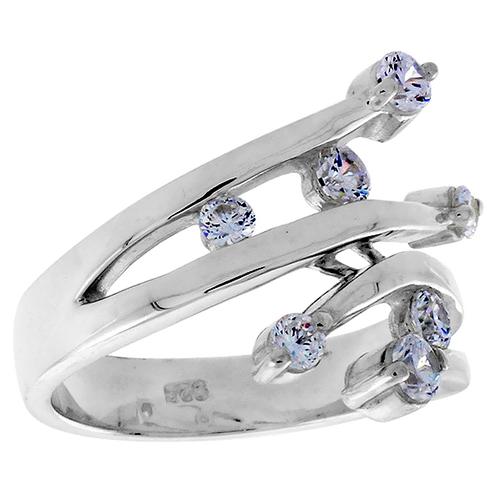 STERLING SILVER LADIES RIGHT HAND RING FOR WOMEN 3/4 INCH SIZES 6 - 10