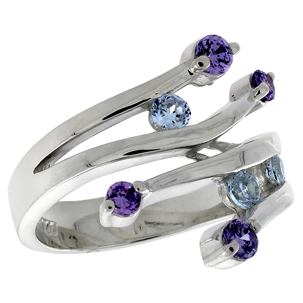 STERLING SILVER LADIES RIGHT HAND RING FOR WOMEN 3/4 INCH SIZES 6 - 10