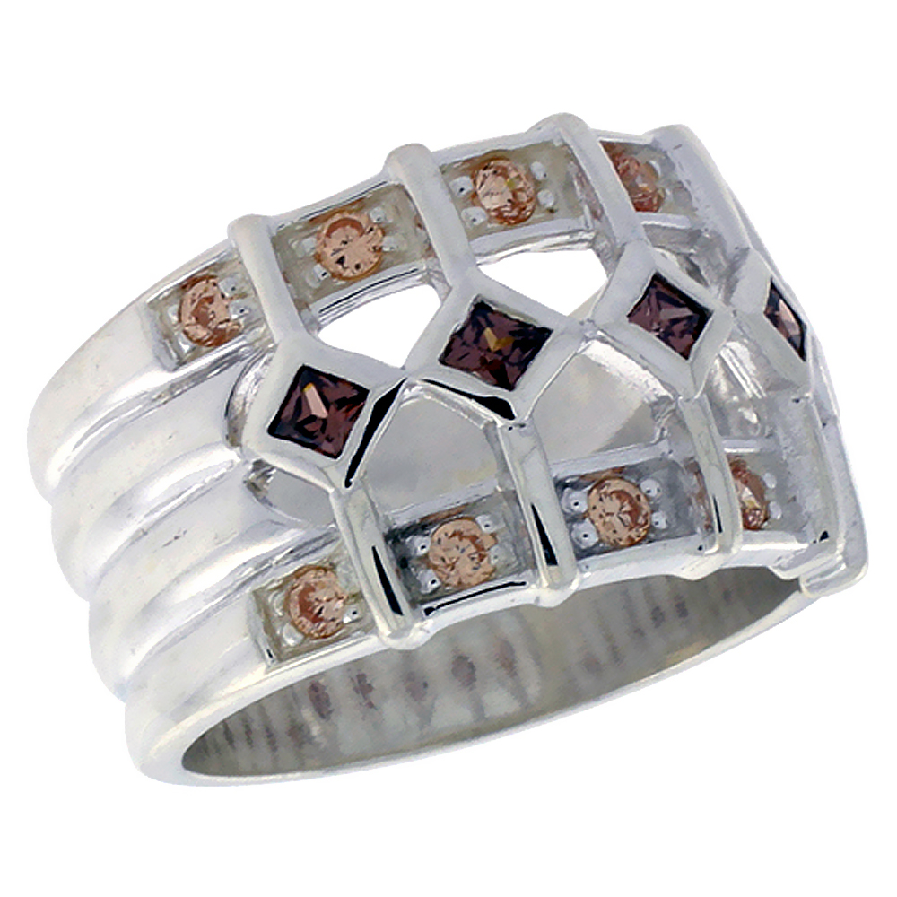 STERLING SILVER LADIES RIGHT HAND RING FOR WOMEN 1/2 INCH SIZES 6 - 10