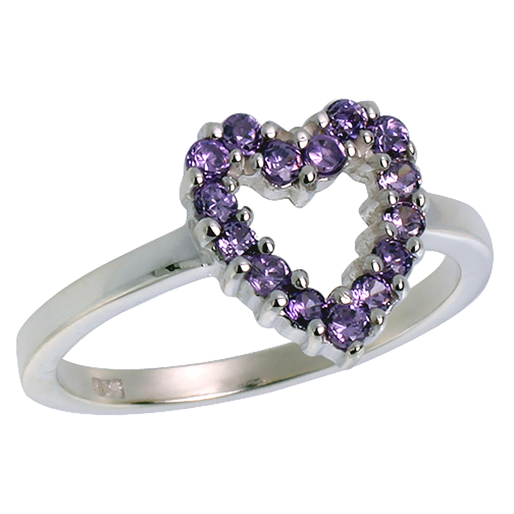 STERLING SILVER LADIES HEART CUT-OUT RING FOR WOMEN 1/2 INCH SIZES 6 - 10