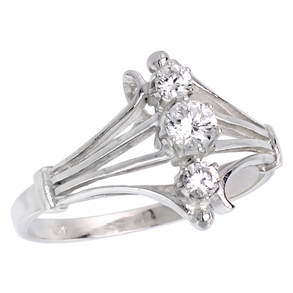 STERLING SILVER DIAMOND-SHAPED STONE RING FOR WOMEN 1/2 INCH SIZES 6 - 10