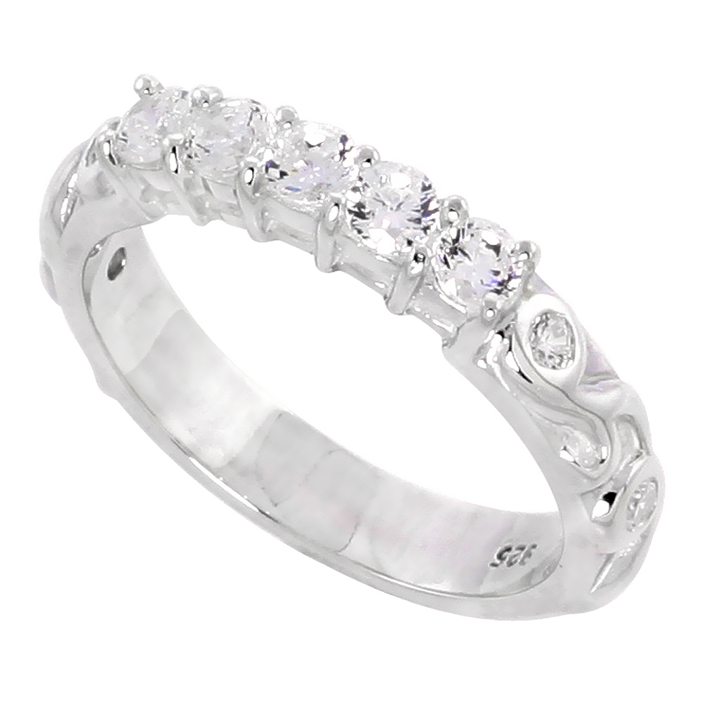 Ladies Sterling Silver Cubic Zirconia Ring Brilliant Cut, sizes 6 to 9