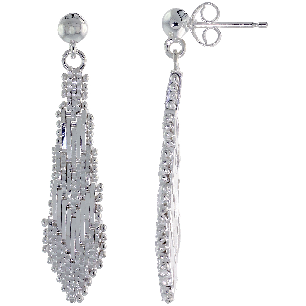 STERLING SILVER ITALIAN RICCIO EARRINGS, 3/8 INCH LONG